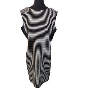 Athleta Black & White Knit Tank Dress XL Scoop Back Striped Athleisure Comfortab
